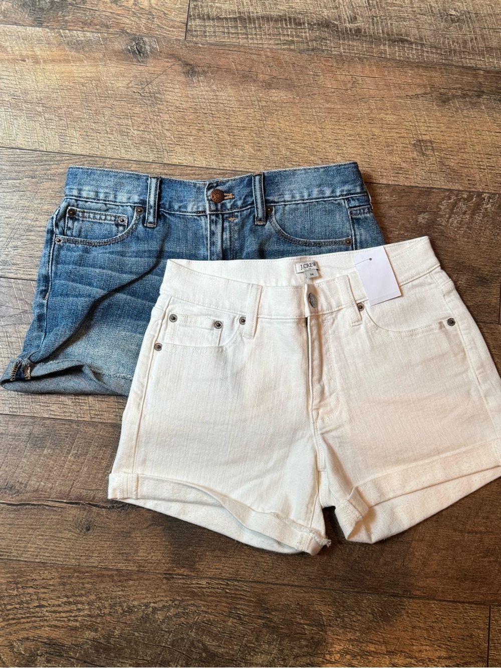 J.Crew NWT Denim Shorts Bundle Size 24 White & Blue Cuffed Jean Shorts